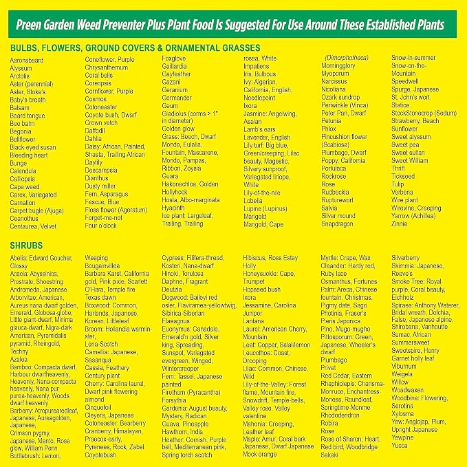 Preen Garden Weed Preventer Plus Plant Food 31.3 lb Bag, Covers 5,000 sq ft | Granular All Purpose Fertilizer with Pre Emergent Weed Control for Gardens – Prevents Weeds and Feeds Plants