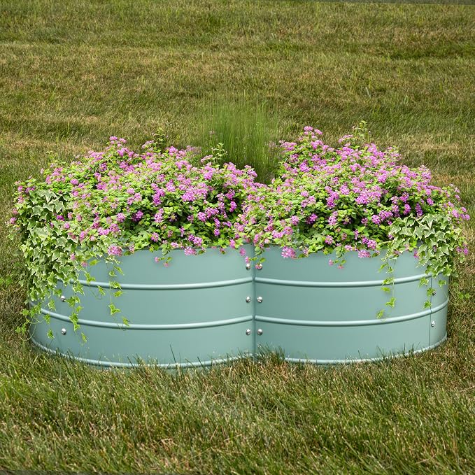 Sunnydaze Galvanized Raised Garden Bed - Outdoor Planter Box for Backyard or Patio - Steel Metal Raised Bed for Gardening Vegetables, Flowers, Herbs - 43 x 43 x 12 in - Green - Clover