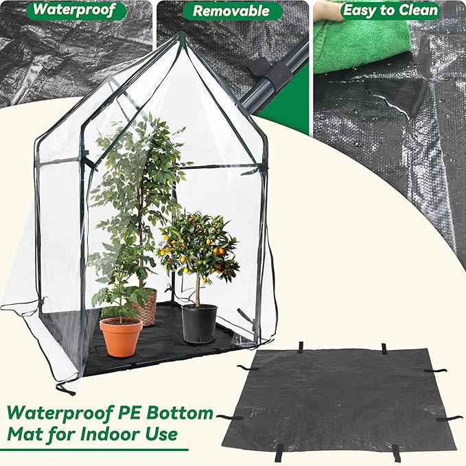 Gardzen Mini Greenhouse with Waterproof Bottom, Portable Green House with Strong Metal Frame, Small Green House with Zipper Door for Outside and Inside Use, 36.2"(L) x36.2(W) x59.5(H)