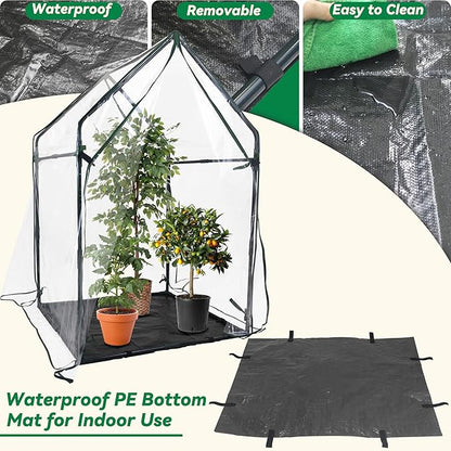Gardzen Mini Greenhouse with Waterproof Bottom, Portable Green House with Strong Metal Frame, Small Green House with Zipper Door for Outside and Inside Use, 36.2"(L) x36.2(W) x59.5(H)