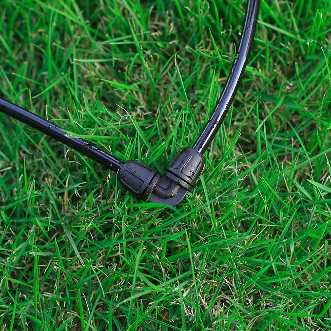1/4 inch Drip Irrigation Fittings, Lock Barbed Elbow for ¼ in. tubing; Tubing Outside Diameter (OD) is 0.250 in., Internal Diameter (ID) is 0.170. in.(20Pcs/Pack)(Black-Elbow)
