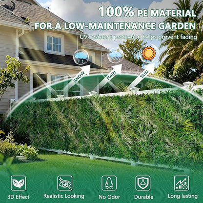 Grooy 20"X20" Grass Wall, 16PCS Boxwood Panels UV-Protected Faux Grass Backdrop Wall,Greenery Privacy Hedge Screen for Outdoor Garden Patio, Indoor Party Balcony Fence Decor