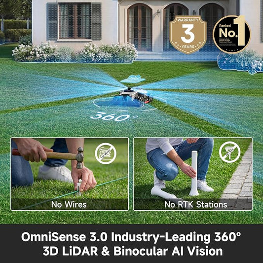 [All-Terrain Wire-Free] DREAME LiDAR Robot Lawn Mower A3 AWD 1000 + Cleaning Set+Blade Set, 360° 3D LiDAR & AI Dual Vision Smart Robotic Mowers for 0.25 Acre