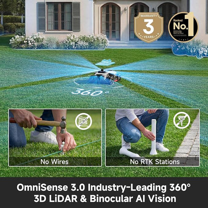 [All-Terrain Wire-Free] DREAME A3 AWD 1000 Robot Lawn Mower, 360° 3D LiDAR & AI Dual Vision Smart Robotic Mower for 0.25 Acre, 80% Slopes & 45min Fast Charge
