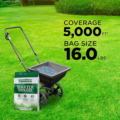 GreenView Solutions Starter Feritlizer 16 lb. Bag, Covers 5,000 sq. ft. | 10-18-10 NPK formula - Ideal for newly seeded lawns and bare spots - Feeds the lawn for up to 8 weeks