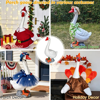20" Large Porch Goose Statue Decor, White Lifelike Lawn Goose Sculpture ,Resin Indoor or Outdoor Decorative Figurine for Garden, Patio, Yard, Entryway Accent, Unique Housewarming Gift, Gifts for Mom