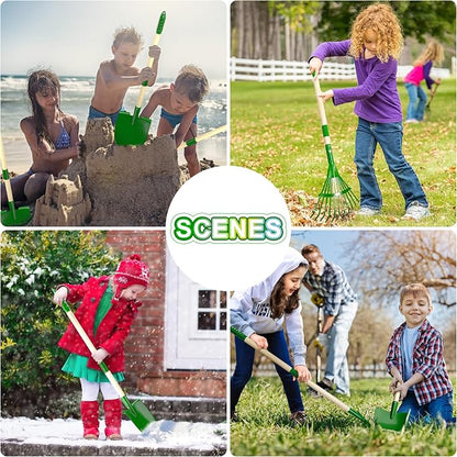 Kids Gardening Tools Set - 10Pcs Wheelbarrow Outdoor Yard Toys, Ages 3+ | Real Shovel Rake Hoe and Leaf Rake, Outdoor yard Play, Digging Weed Garden Educational Toys, Gift for Toddler Boys & Girls