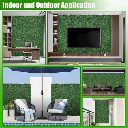 Artificial Boxwood Roll,60x120 in(50 sqft) UV-Anti Faux Ivy Grass Wall Backdrop for Balcony Privacy, Fake Grennery Wall Decor for Garden, Patio, Backyard