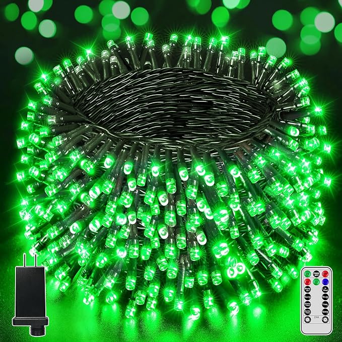 BrightChristmas 500 LED 164 FT Christmas Lights, Waterproof Outdoor String Lights with Remote and Timer, Christmas Tree Lights with 8 Modes Dimmable, Fairy Lights for Holiday Decor (Green)