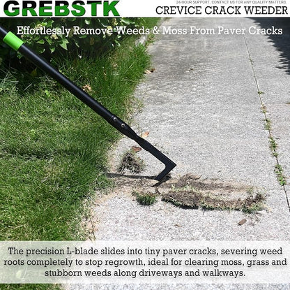 GREBSTK Crack Weeder Crevice Weeding Stainless Steel Tool Adjustable, 63 in | Adjustable 21-63in, Rust-Resistant L-Shaped Blade, Comfortable Handle, for Patio Cracks, Driveway Gaps, Walkway Edging