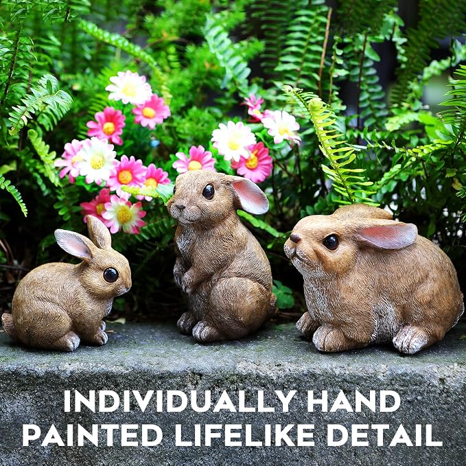 LEGIFO Bunny Decor Yard Decorations Outdoor Set of 3, Bunny Decorations for Home Garden Outdoor Statues, Easter Rabbit Figurines mom Gifts