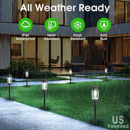 Eyrosa Solar Lights Outdoor, 8 Pack Waterproof Solar Landscape Lighting for Pathway Garden Yard Path Walkway Driveway Lawn Patio Outside Decor, Cool White
