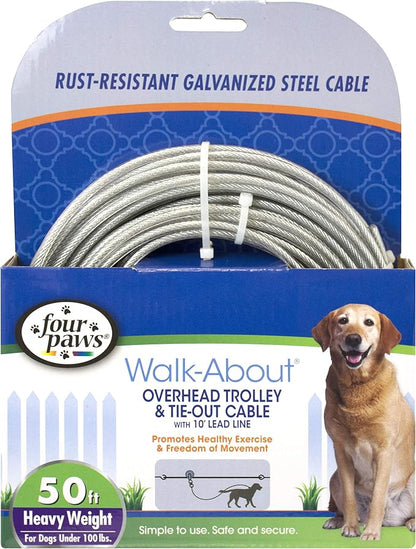 Four Paws Heavy Weight Trolley Exerciser Silver 50 Feet