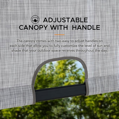 Sunjoy 9 x 9 ft. Pergola, Outdoor Patio Matte Black Steel Classic Frame Pergola with Retractable White Canopy Shade for Backyard, Garden Activities, Light Gray
