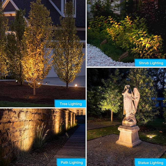 SUNVIE Solid Brass Low Voltage Landscape Lighting 12V Heavy Duty LED Landscape Lights Waterproof Landscape Spotlight Outdoor for Garden Yard, Classic Outdoor Spotlight Without Bulb, 12 Pack, Bronze