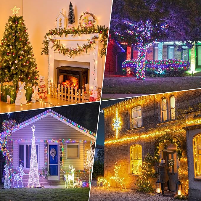 100FT 300 LED Color Changing Christmas Lights, Warm White & Multicolor Christmas Tree Lights with Remote, Waterproof String Light for Outside Indoor Home Patio Yard Party Garden Holiday Decorations