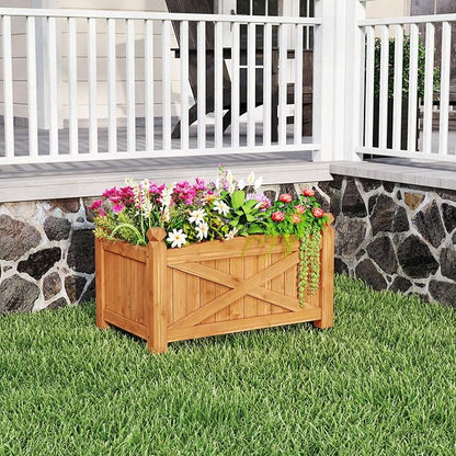 HAPPYGRILL Wooden Raised Garden Bed, 2 Solid Wood Gardening Plant Container w/Drainage Holes for Flower Vegetable Fruit, Outdoor Elevated Planter Box for Patio Garden Yard Balcony (25”x 16”x 15”)