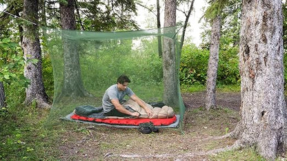 Coghlan's Double Rectangular Mosquito Net – Insect Protection for Camping, Hiking & Travel – Fits Two Sleeping Bags or Cots – Includes Setup Kit & Carry Bag – Green, 63” W x 78” L x 59” H