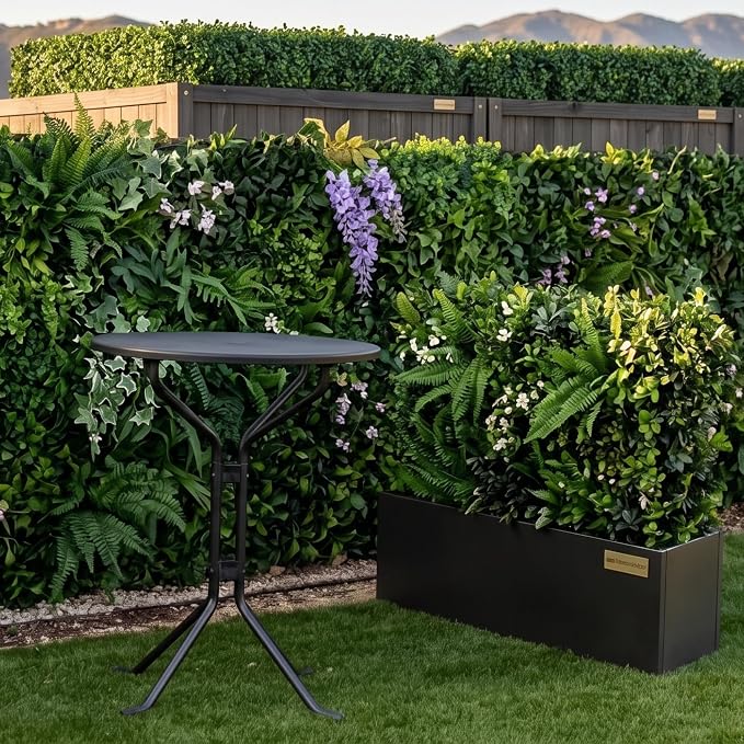 NatraHedge Hampton Wooden Planter Box (44"" Lx15 Wx15 H) Black-Aluminum | (Black Aluminum) Classic Indoor and Outdoor Rectangular Garden Use for Patio Yard Greenhouse Vegatable Flowers and Herb