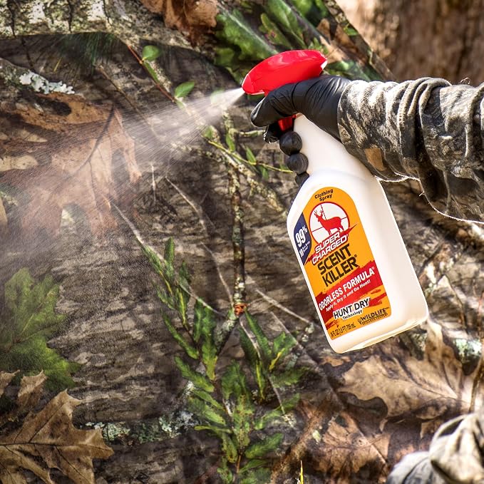 Wildlife Research Center Super Charged Scent Killer Spray & Refill – Odor Eliminator for Hunting – Works After Drying – Scent Control for Clothes & Gear – Hunting Spray (Gallon Combo)