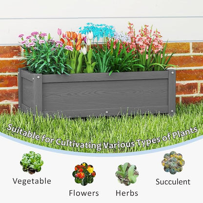 HDPE Raised Planter Box Outdoor,Rot-Resistant and Non-Cracking,Small Raised Beds for Gardening 29.5 * 14.4 * 9.8 in for Yard,Lawn,Outdoor Planter Boxes Rectangle with Drainage Holes Gray