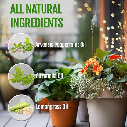 USA Made - Bulk Pack Mosquito Repellent Incense Plant Based Natural Mosquito Gnat's & No See um Outdoor Patio Sticks Mintronella