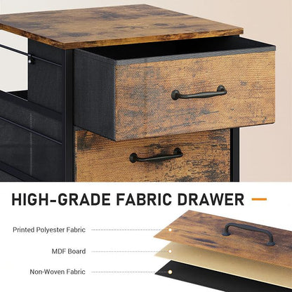 DEVAISE Mobile File Cabinet, Rolling Printer Stand with 3 Drawers, Fabric Vertical Filing Cabinet fits A4 or Letter Size for Home Office, Rustic Brown Wood Grain Print
