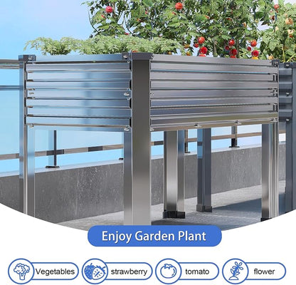 DIIYIV 2PCS Galvanized Raised Garden Bed with Legs,2PCS 48×18×30in Elevated Planter Box for Backyard,Outdoor Garden, Patio, Balcony, 300lb Capacity,Silver