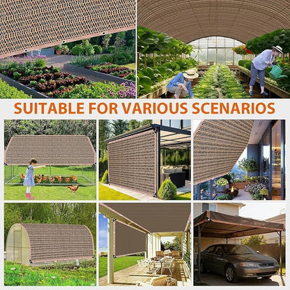 90% Outdoor Sun Shade Cloth, 8 x 10 FT Pergola Shade Cover with Grommets, Privacy Screen Sunshades for Patio Garden Backyard Plant, Mocha