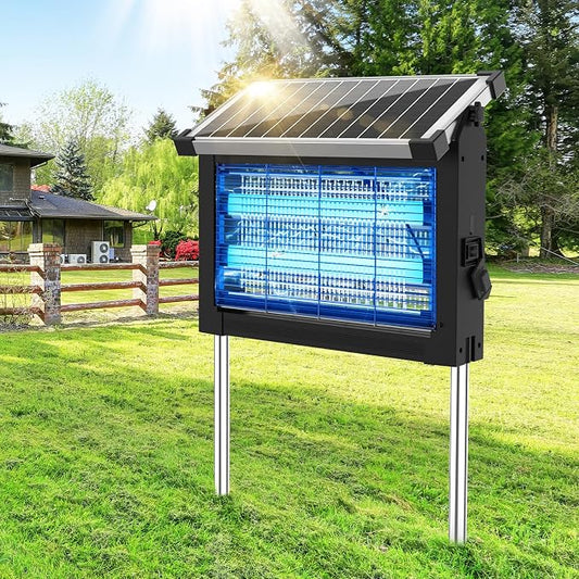 Solar Bug Zapper Outdoor Waterproof, 4500V High Power Cordless Mosquito Zapper with Smart Light Sensor, Dual Solar & USB Rechargeable Insect Killer for Patio, Garden, Backyard, Indoor & Outdoor Use