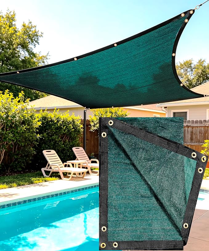 90% Green Heavy Duty Shade Cloth for Garden,Sun Screen Fabric 10 X 24FT | Sun Shades Netting Outdoor Patio with Grommets, Mesh Tarp Cover for Plant, Porch, Pergola, Greenhouse, Backyard &Outdoor Use