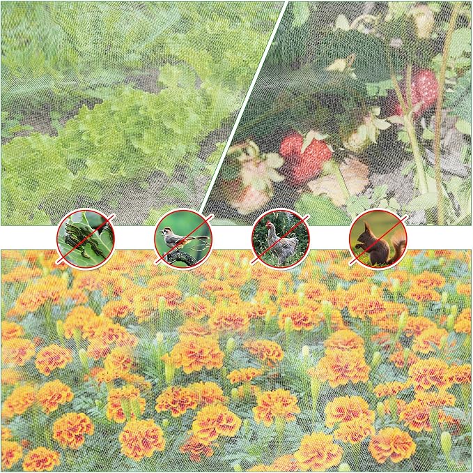 2 Pack Garden Netting for Raised Beds, 6x3 FT Mesh Plant Covers with Drawstring for Garden Protection, Raised Bed Bird Netting Pest Barrier Screen for Protecting Vegetables Fruits Flowers Crops