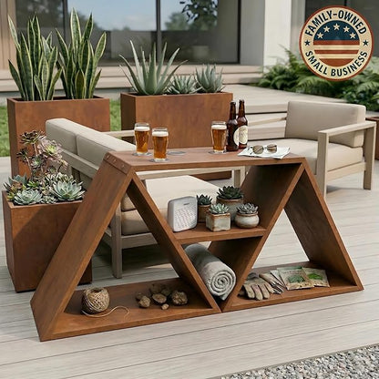 Decoroca Corten Steel Firewood Rack Outdoor Indoor, Heavy Duty Log Holder Stand for Fireplace, Weathering Steel Industrial Sturdy Storage Organizer Racks for Patio & Deck