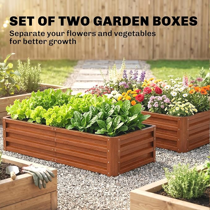 Outsunny Galvanized Raised Garden Bed, 4' x 2' x 1' Metal Planter Box, for Growing Vegetables, Flowers, Herbs, Succulents, Brown