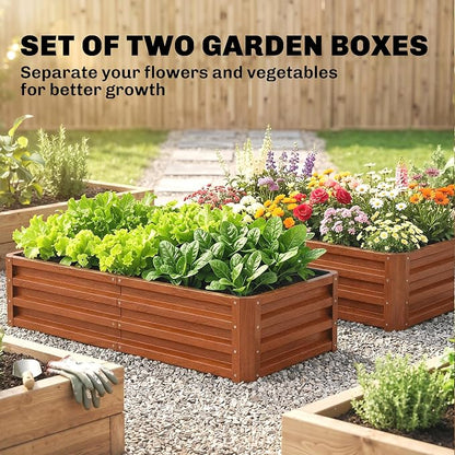 Outsunny Galvanized Raised Garden Bed, 4' x 2' x 1' Metal Planter Box, for Growing Vegetables, Flowers, Herbs, Succulents, Brown