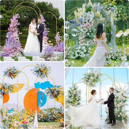 Wokceer Wedding Arch Backdrop Stand 8FT, 7.2FT, 6.6FT Set of 3 Gold Metal Arch Backdrop Stand for Wedding Ceremony Baby Shower Birthday Party Garden Floral Balloon Arch Decoration