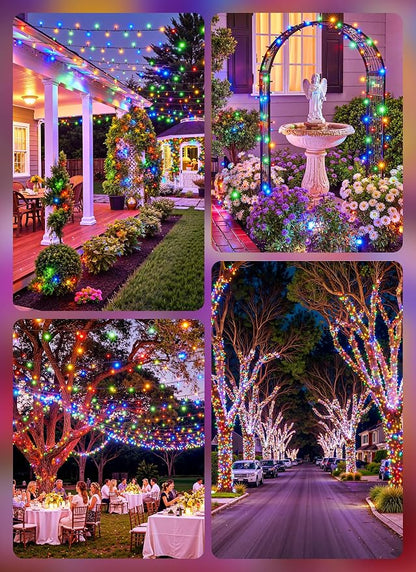 Brightown Solar String Lights Outdoor, 2 Pack Total 80FT 200 LED Solar Powered String Lights Waterproof with 8 Modes, Auto On/Off, Patio Lights for Outside Tree Garden Balcony Party Decor (Multicolor)