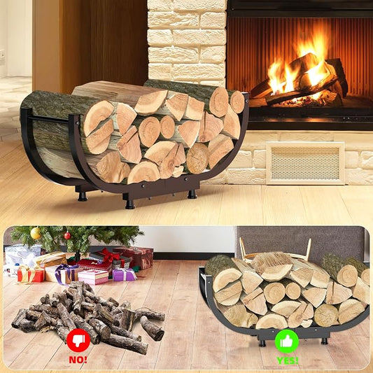 Firewood Rack Outdoor, 29 inch, Indoor Firewood Storage Holder, Log Holders for Firewood, Black