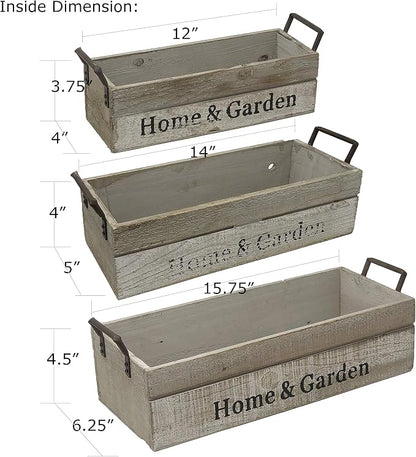 allgala 3-PC Set Wooden Boxes Planter Trough for Flower pots - Indoor Outdoor Decoration - Storage Display Boxes