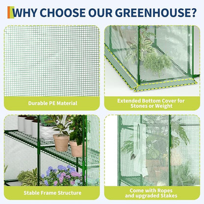 Portable Greenhouse, 57 x 57 x 76'' Greenhouses for Outdoors, Durable Small Green House Kit, Thicken PE Cover, Walk in Green Houses for Indoor Backyard Outside