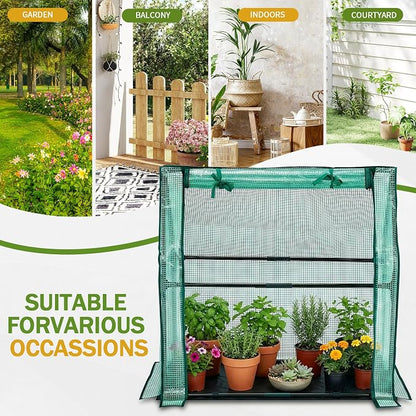 Outvita Mini Greenhouse, Outdoor 3'x3'x3' UV Protected 2-Layer PE Cover Plant Hot House for Flowers, Seed and Vegetables Protection with Roll-up Zippered Doors for Patio Balcony Backyard
