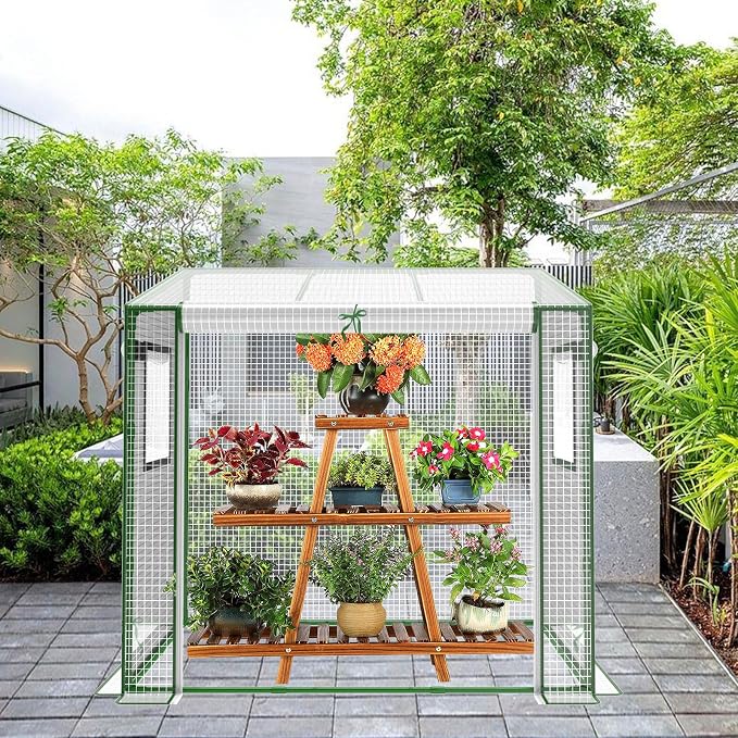 Mini Greenhouse, 47.2”(L) x31.5”(W) x47.2”(H) Greenhouses for Outdoors and Indoor, Durable Green House Kit with Window, Thicken PE Cover, Clear Mini Portable Garden Plant Green House
