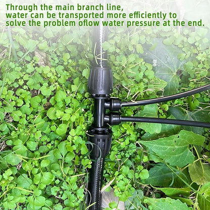 4 Pack 1/2'' to 1/4'' Drip Irrigation Fittings, Push-to-Connect 4 Way Drip Irrigation Part Barbed Tee Connectors, Anti-Leak Locked Splitter Fitting for 1/2" Irrigation Tubing (0.6''-0.67''OD)