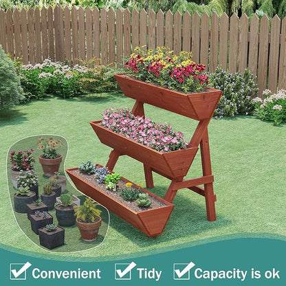 viewcare Raised Garden Bed, 3 Tier Vertical Garden Planter for Indoor & Outdoor, Raised Planter Box with Legs, Garden Planter Box for Flowers/Vegetables/Plants