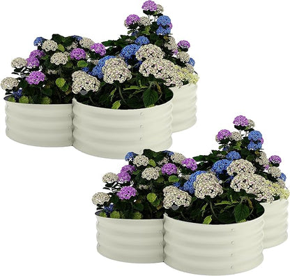 Garvee 2 Pack Galvanized Raised Garden Bed, Outdoor Planter Box with Open Base for Herbs, Veggies & Flowers. Rust-Resistant Raised Garden Beds, Ground-Connected Design for Deep Root Growth | Metal Planter Box Combines into 4 Circles, Open Base for Vegg...