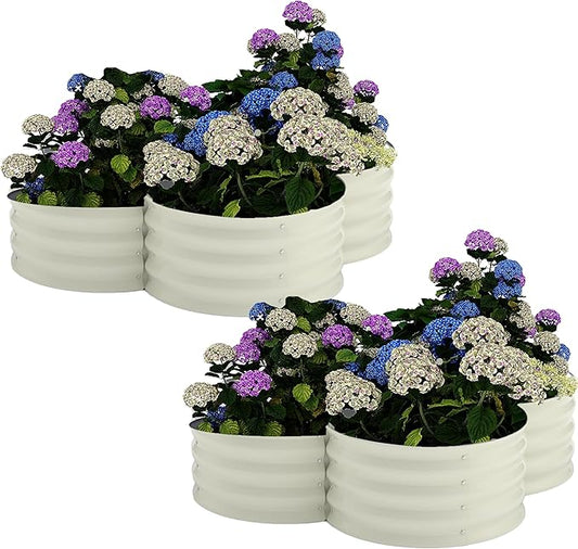 Garvee 2 Pack Galvanized Raised Garden Bed, Outdoor Planter Box with Open Base for Herbs, Veggies & Flowers. Rust-Resistant Raised Garden Beds, Ground-Connected Design for Deep Root Growth | Metal Planter Box Combines into 4 Circles, Open Base for Vegg...
