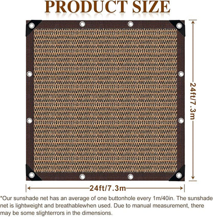 Shade Cloth,80% Sunblock Net with Metal Grommets and Reinforced Edges,Garden Sun Shade Netting,Used in Courtyards,Balconies,Carports,Greenhouse, Plants Growing,Chicken Coop Patios etc.24x24FT