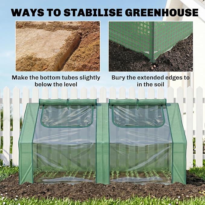 Outsunny 6' x 3' x 3' Portable Greenhouse, Garden Green House with 2 PE/Plastic Covers, Steel Frame and 2 Roll Up Windows, Green