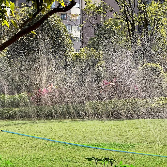 Winisok Upgrade Flat Sprinkler Soaker Hose for Garden, Heavy Duty 3-Tube Lawn Irrigation Hose with Landscape Stakes, No-Kink Flexible Watering Hose for Yard, Plants (50FT x 2Packs)