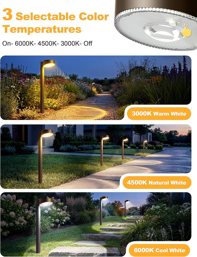 VOLISUN Solar Pathway Lights, 8 Pack LED Solar Lights Outdoor Waterproof, Garden Lighting for Yard Path Landscape Lawn Walkway Driveway, Brown